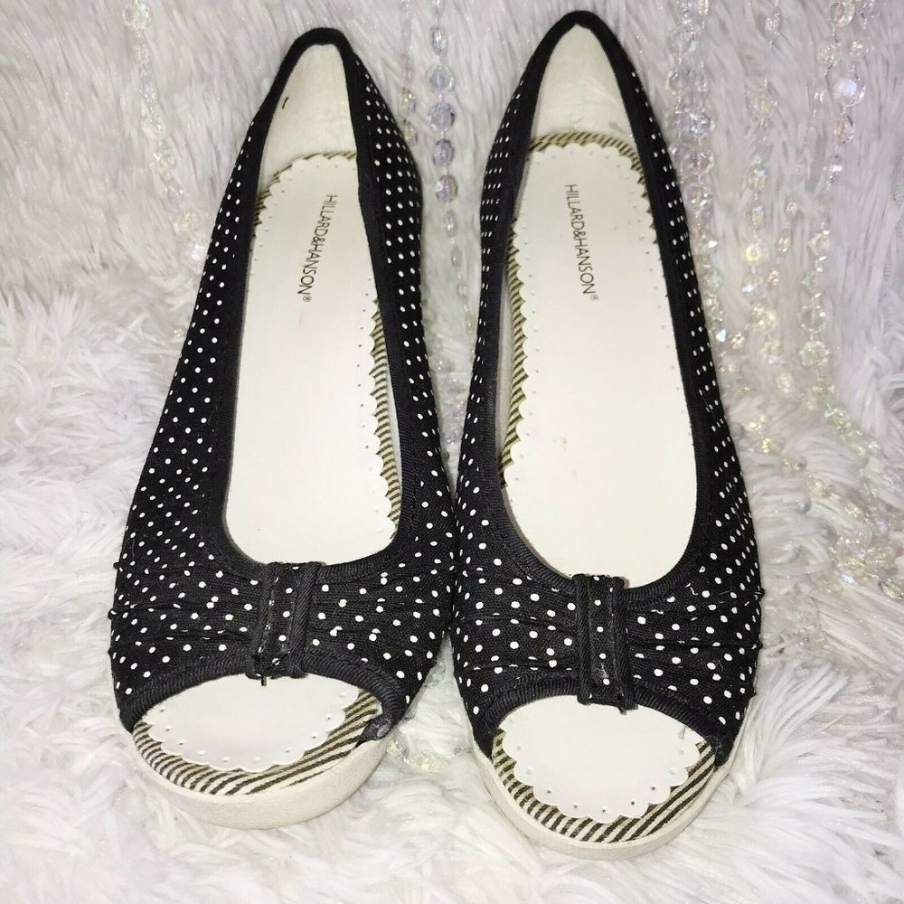 HILLARD & HANSON Open Toe Shoes Sz 9 Slip-on Wedge